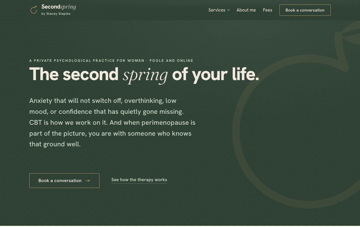The Second Spring website, as built